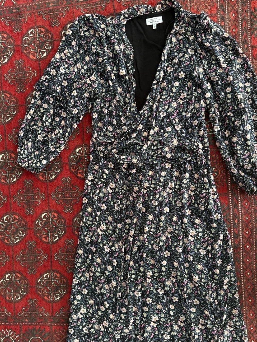 Floral Wrap Midi Dress - Black Floral AND OTHER STORIES